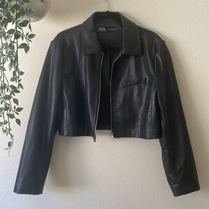 Zara Cropped Leather Jacket